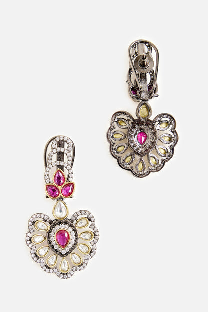 Purple Bead & Kundan Embellished Necklace Set 