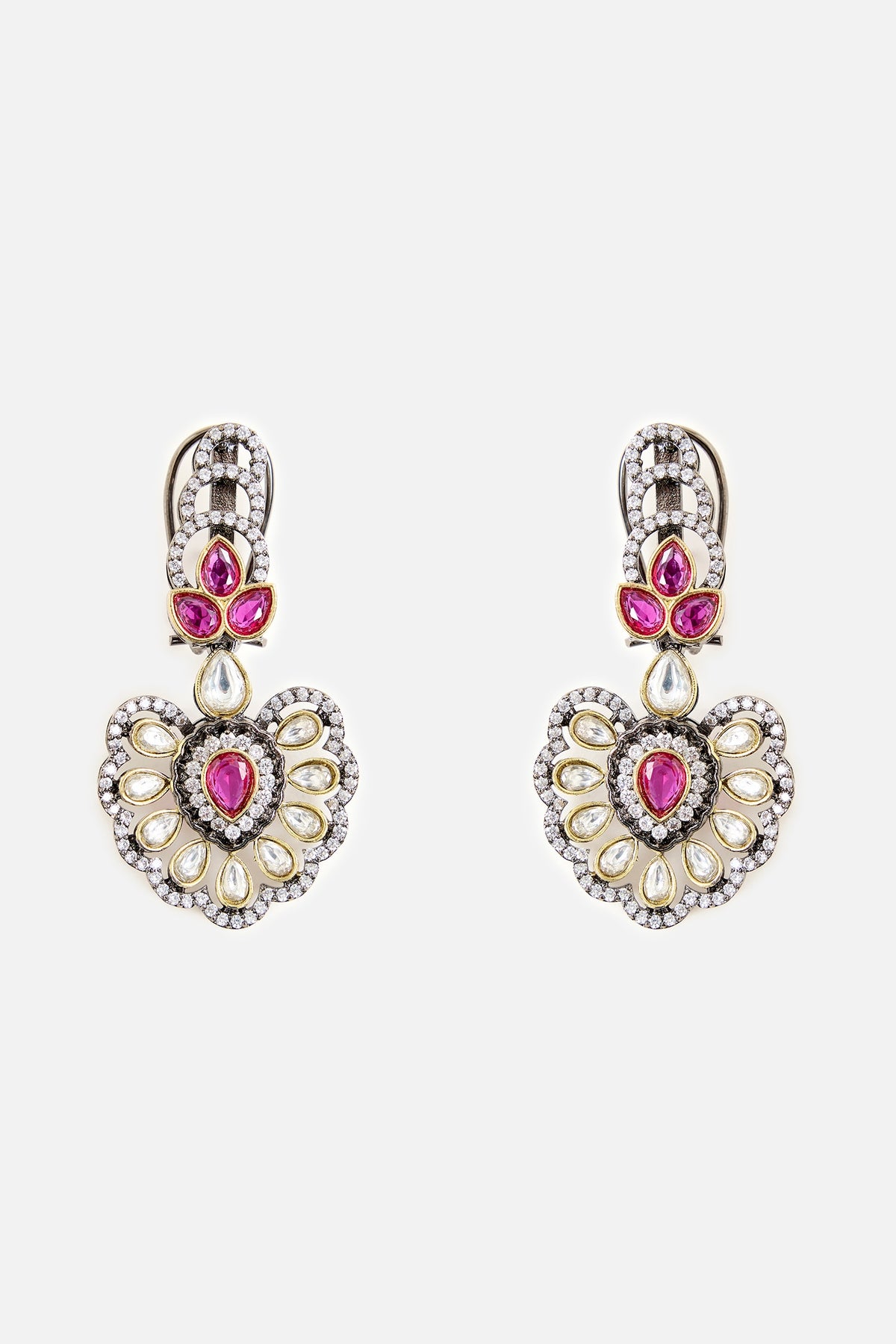 Purple Bead & Kundan Embellished Necklace Set 