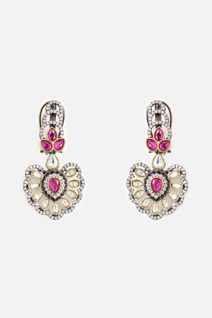 Purple Bead & Kundan Embellished Necklace Set 