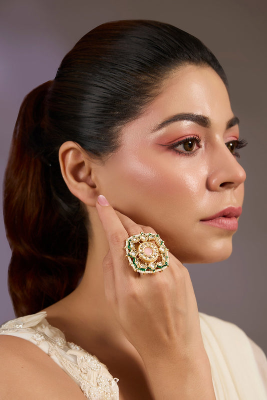 Pearl & Kundan Statement Ring 