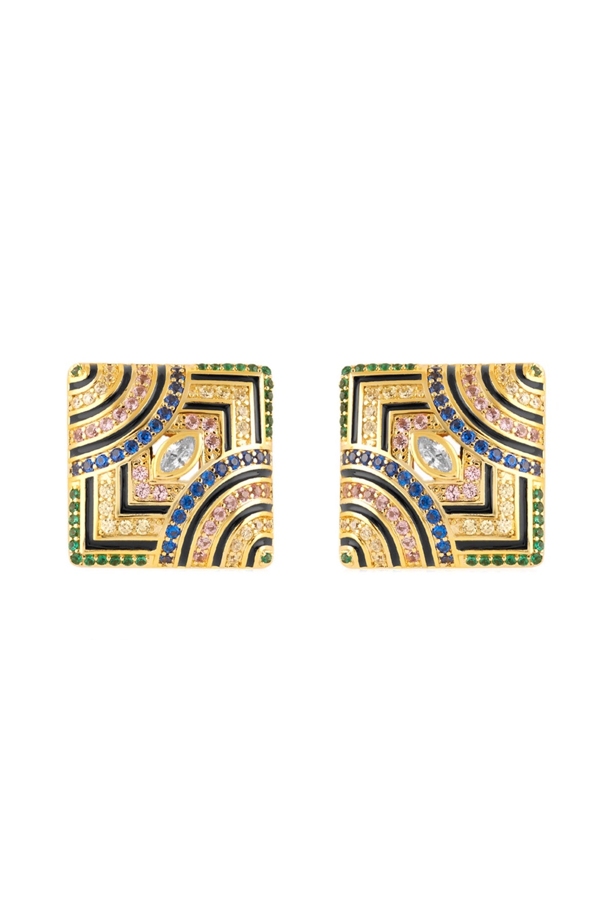 Delyra Square Stud Earrings 