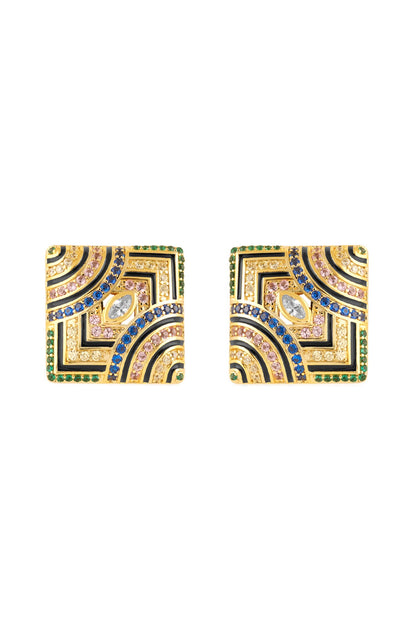 Delyra Square Stud Earrings 