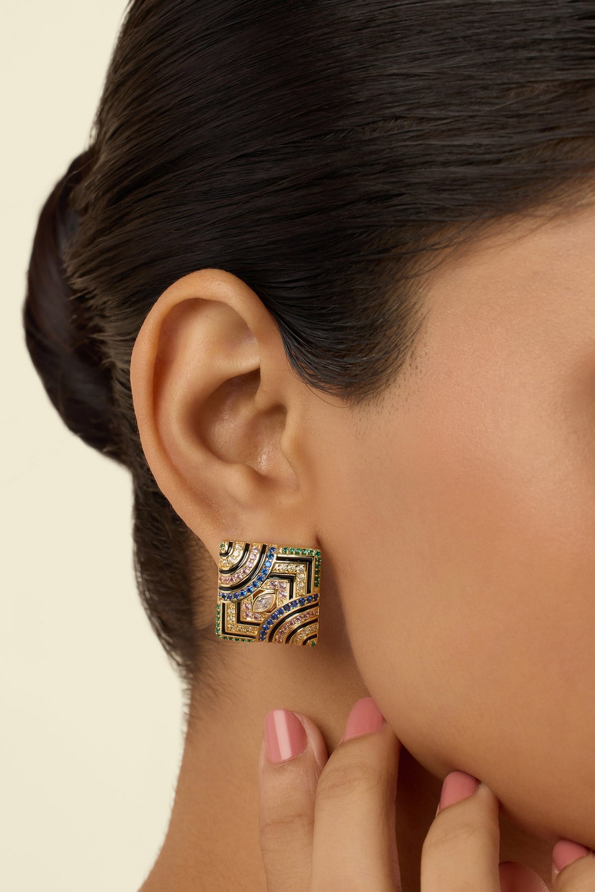 Delyra Square Stud Earrings 