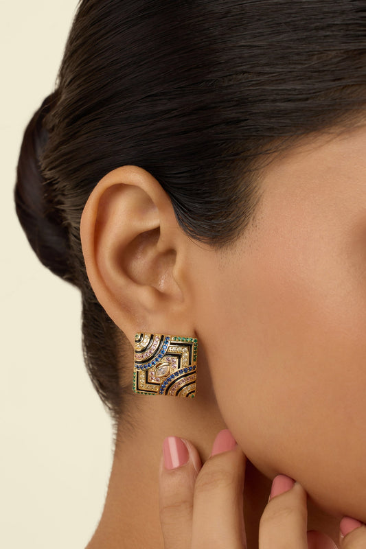 Delyra Square Stud Earrings 