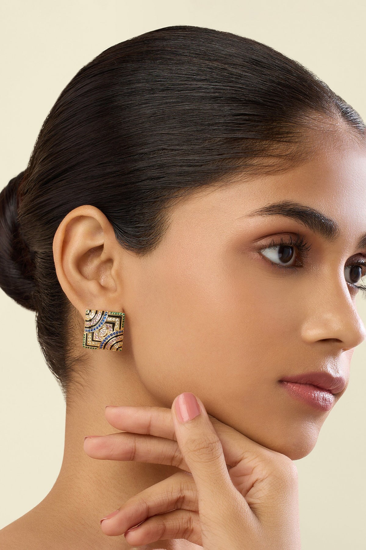 Delyra Square Stud Earrings 