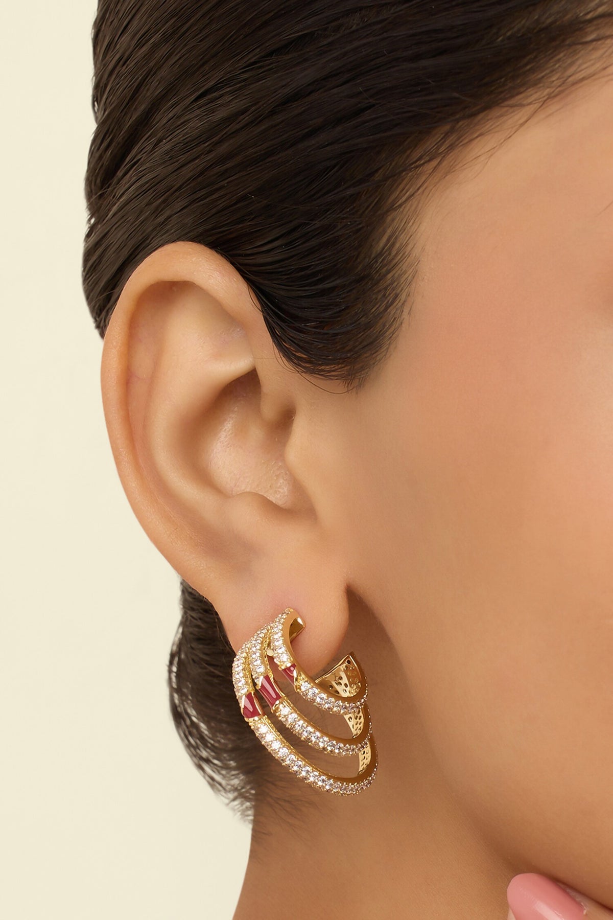 Eclipta Triple Hoop Earrings 