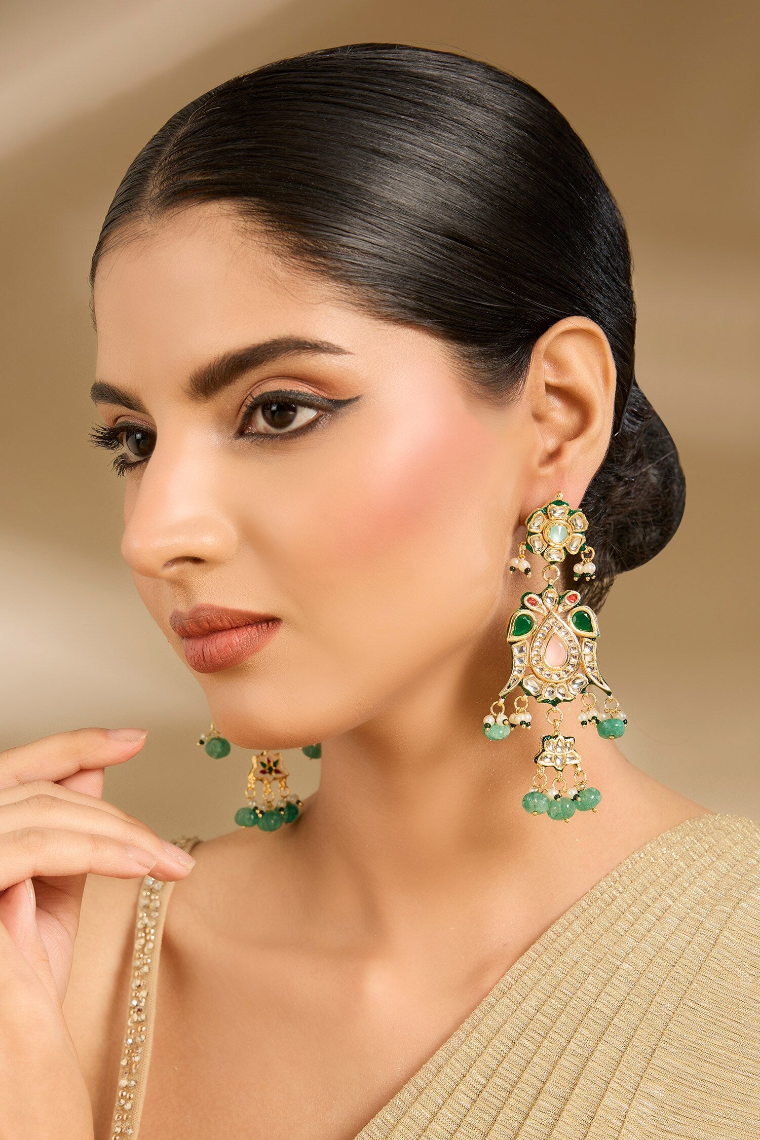 Emerald Drop Statement Earrings 