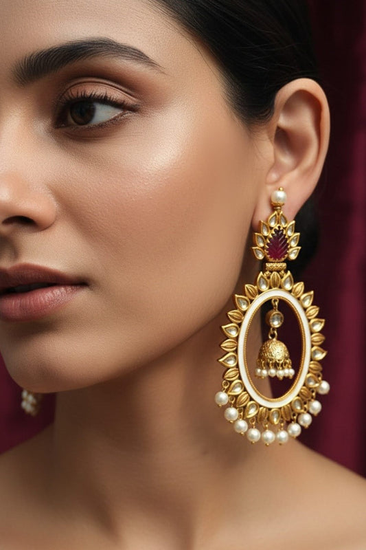Moissanite Polki Embellished Chandbalis 