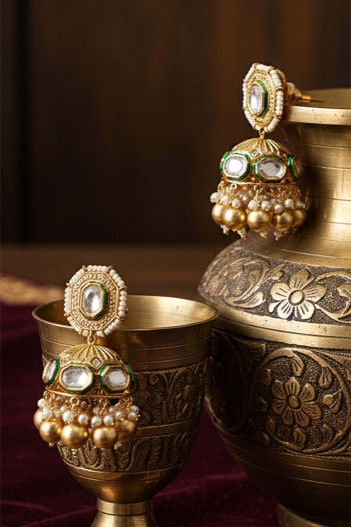 Stone Embellished Jhumkas 