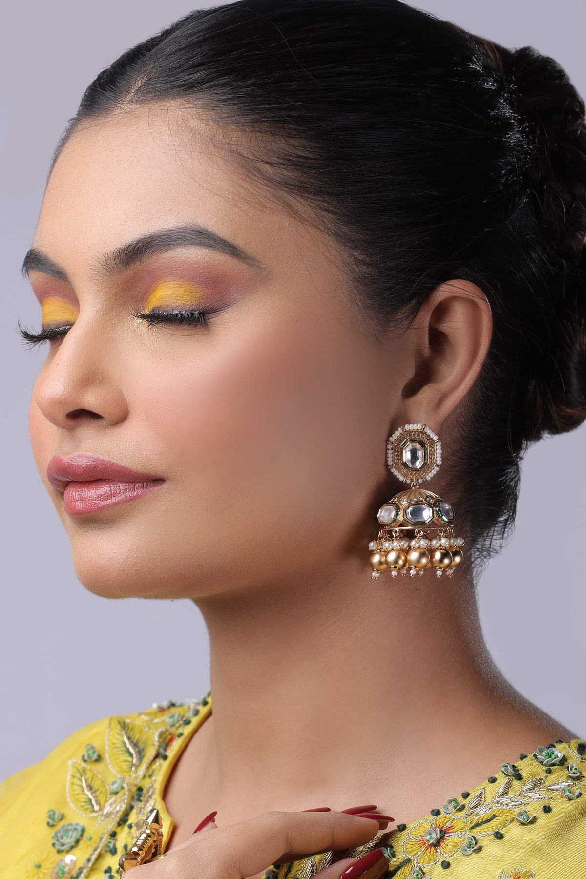 Stone Embellished Jhumkas 