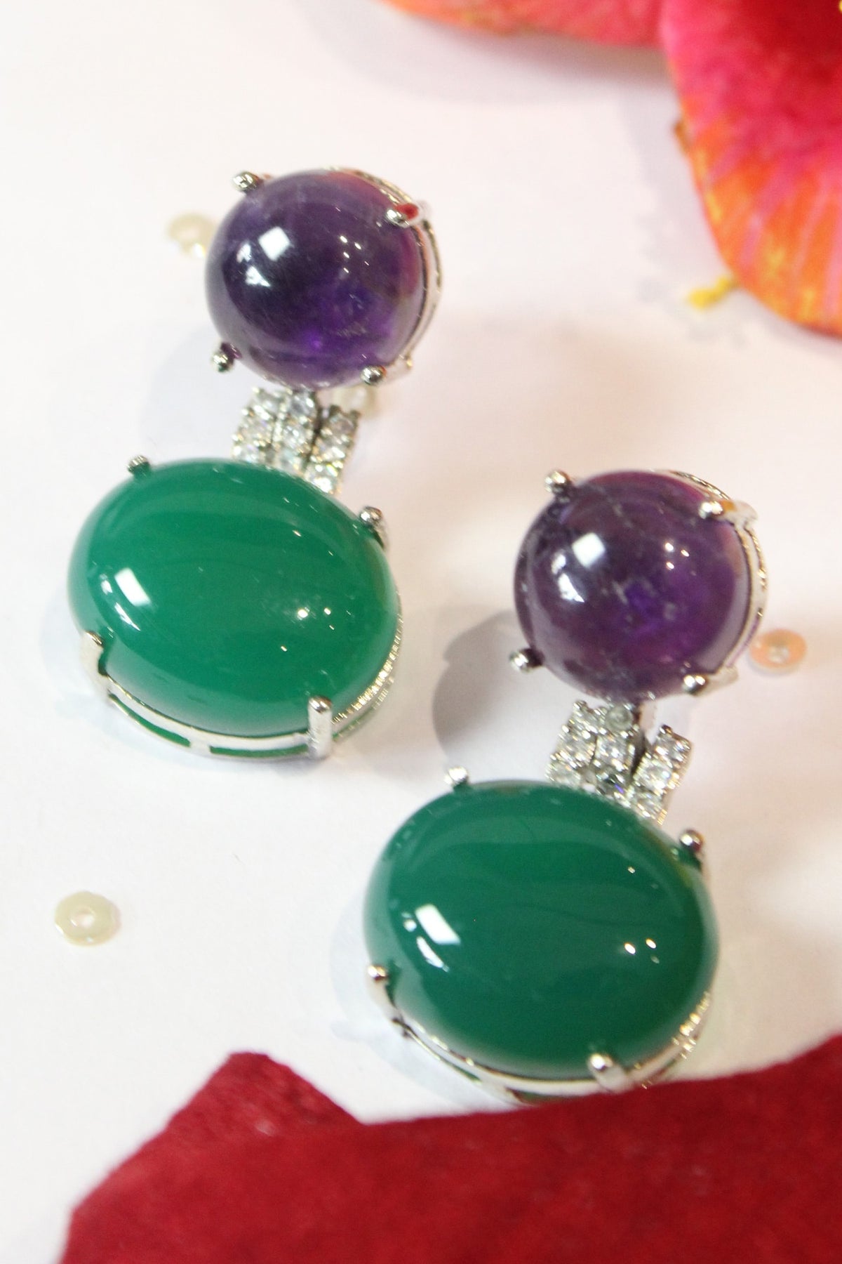 Double Stone Embellished Drops 