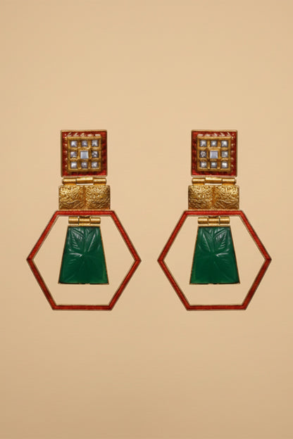 Emerald Stone Embellished Earrings 