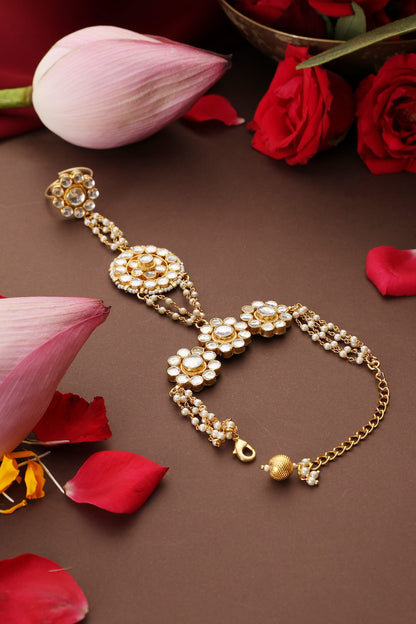 Floral Kundan Embellished Hathphool 