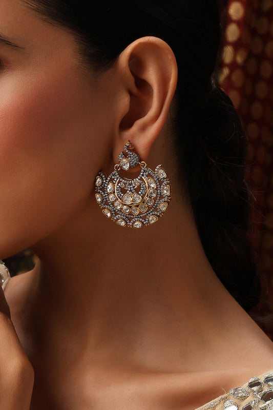 Polki Embellished Chandbali Earrings 