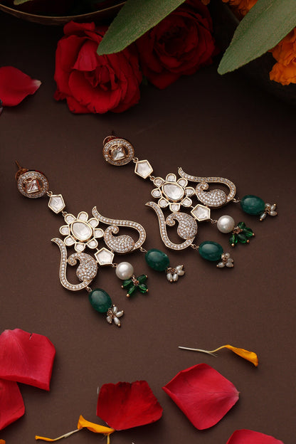 Polki Embellished Drop Dangler Earrings 