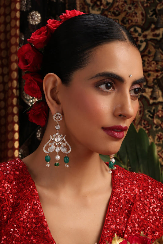 Polki Embellished Drop Dangler Earrings 