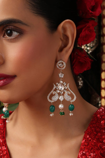 Polki Embellished Drop Dangler Earrings 