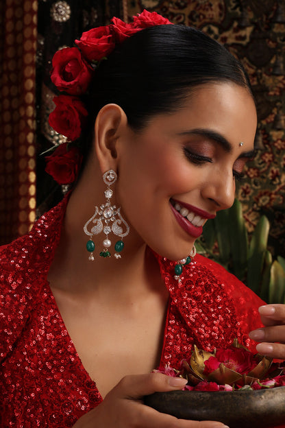 Polki Embellished Drop Dangler Earrings 