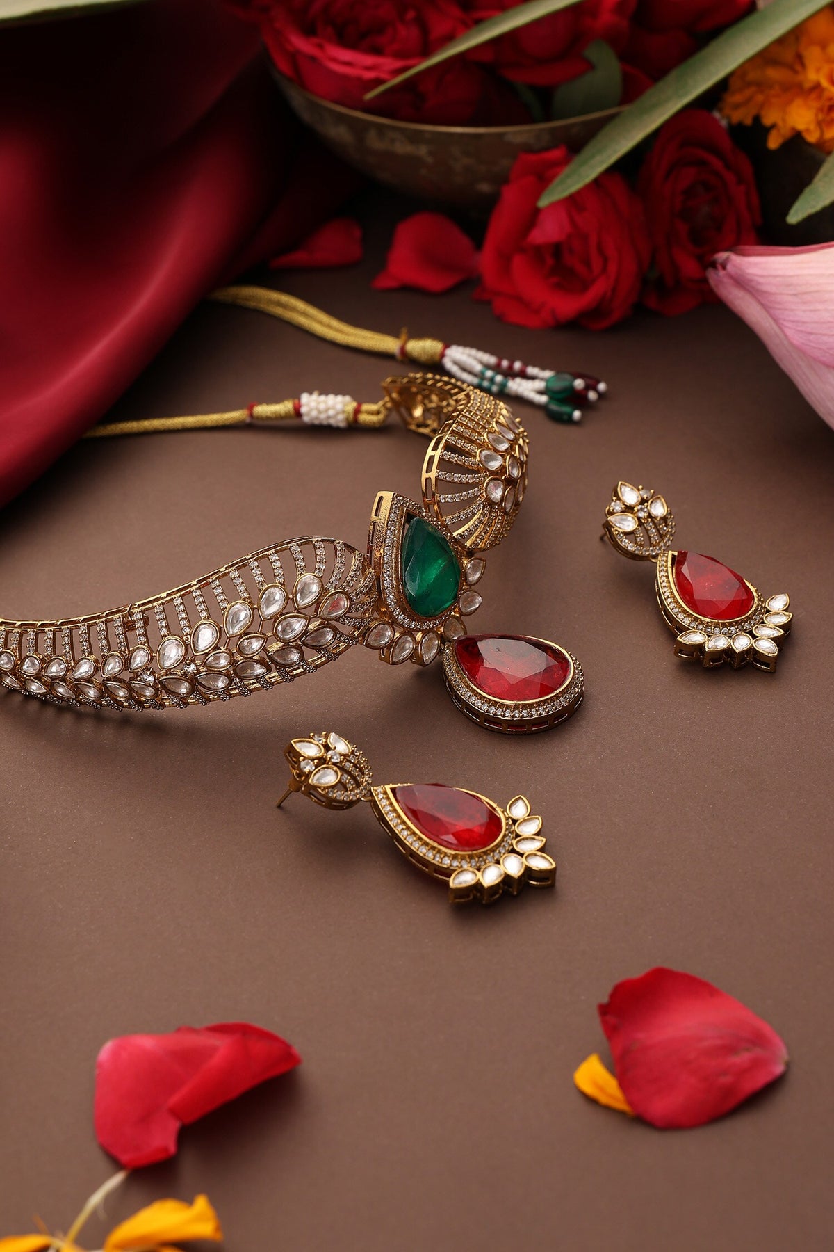 Polki & Pendant Drop Choker Set 