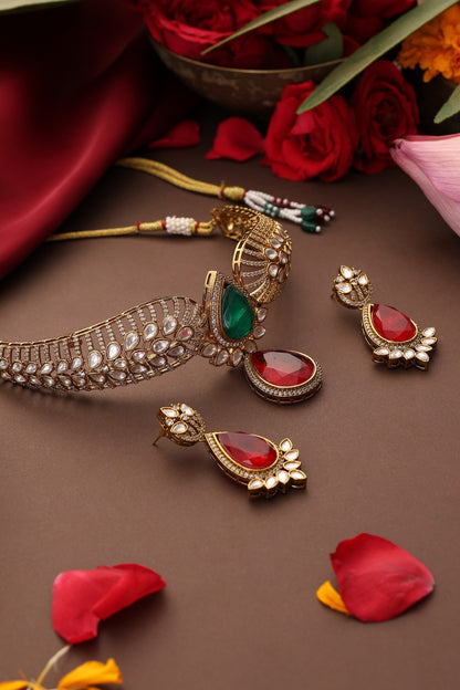 Polki & Pendant Drop Choker Set 