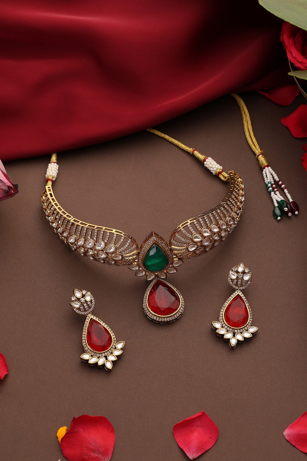 Polki & Pendant Drop Choker Set 