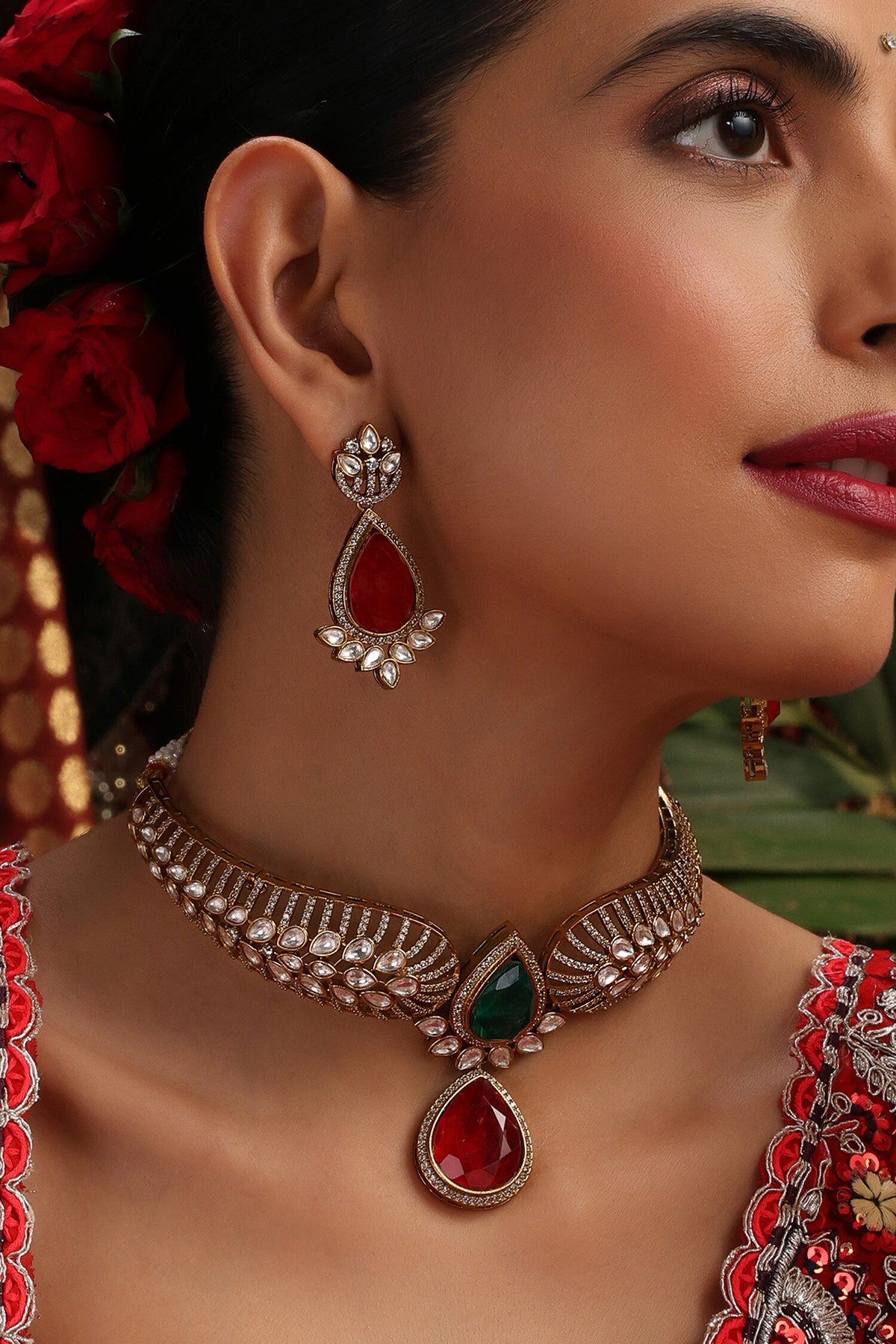 Polki & Pendant Drop Choker Set 