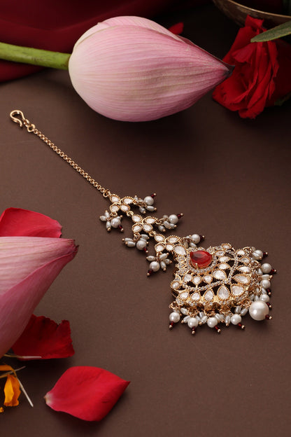 Polki Embellished Drop Maangtikka 