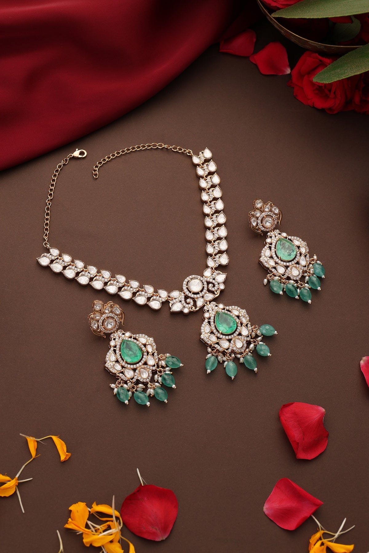 Polki & Drop Embellished Necklace Set 