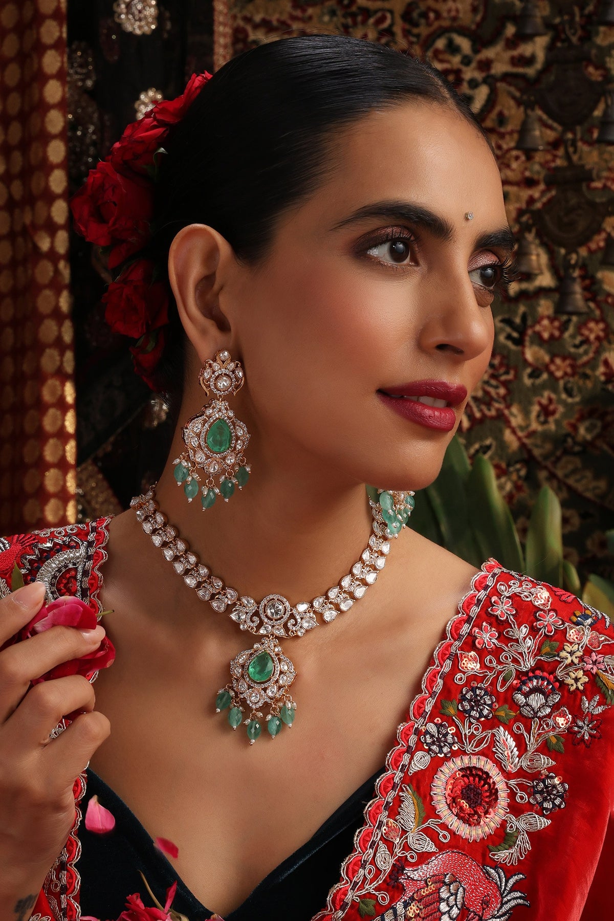 Polki & Drop Embellished Necklace Set 