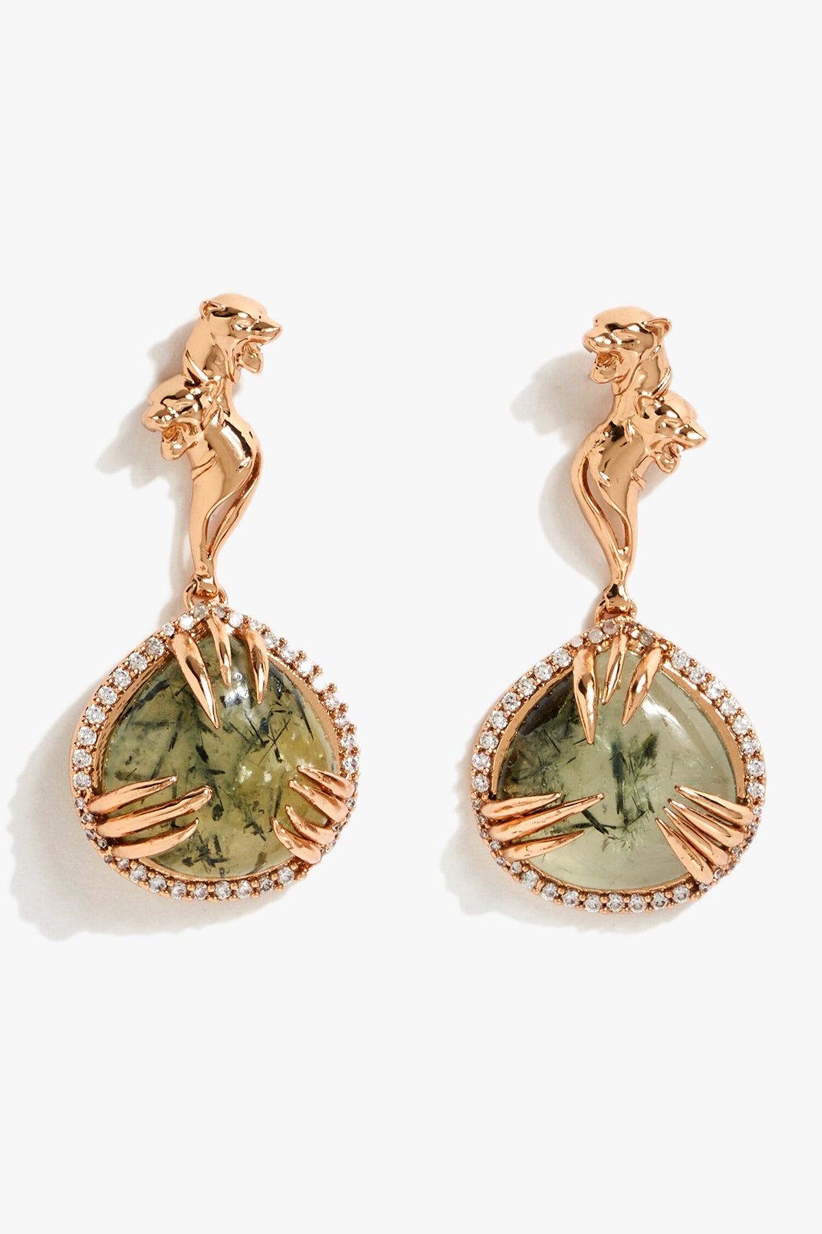La Leopard Claw Embellished Drop Earrings 