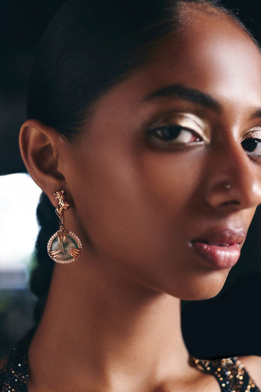 La Leopard Claw Embellished Drop Earrings 