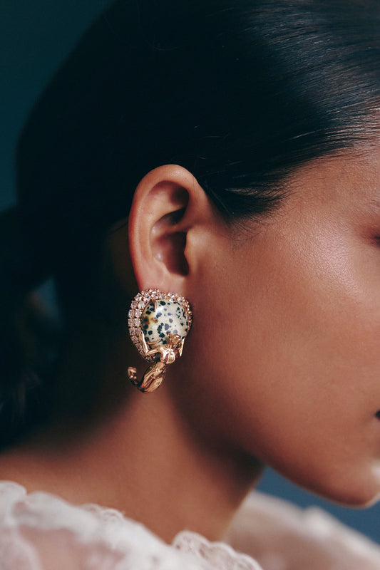 The Wild Empress Dalmatian Stone Studded Earrings 