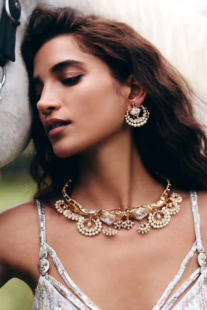 Trinity Of Leopard Majestic Pearl Embellished Studs 