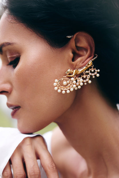 Wild Majestic Pearl Embellished Veil Ear Cuffs 