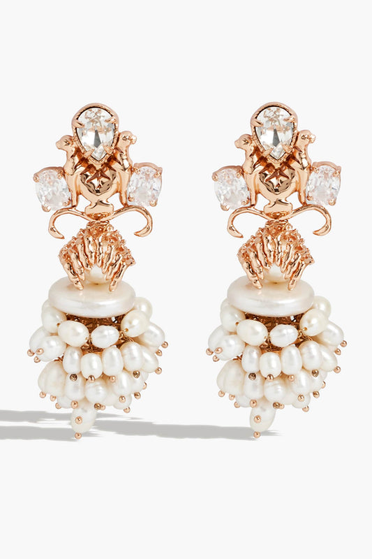 Scared Union Pearl Embellished Drop Earrings 