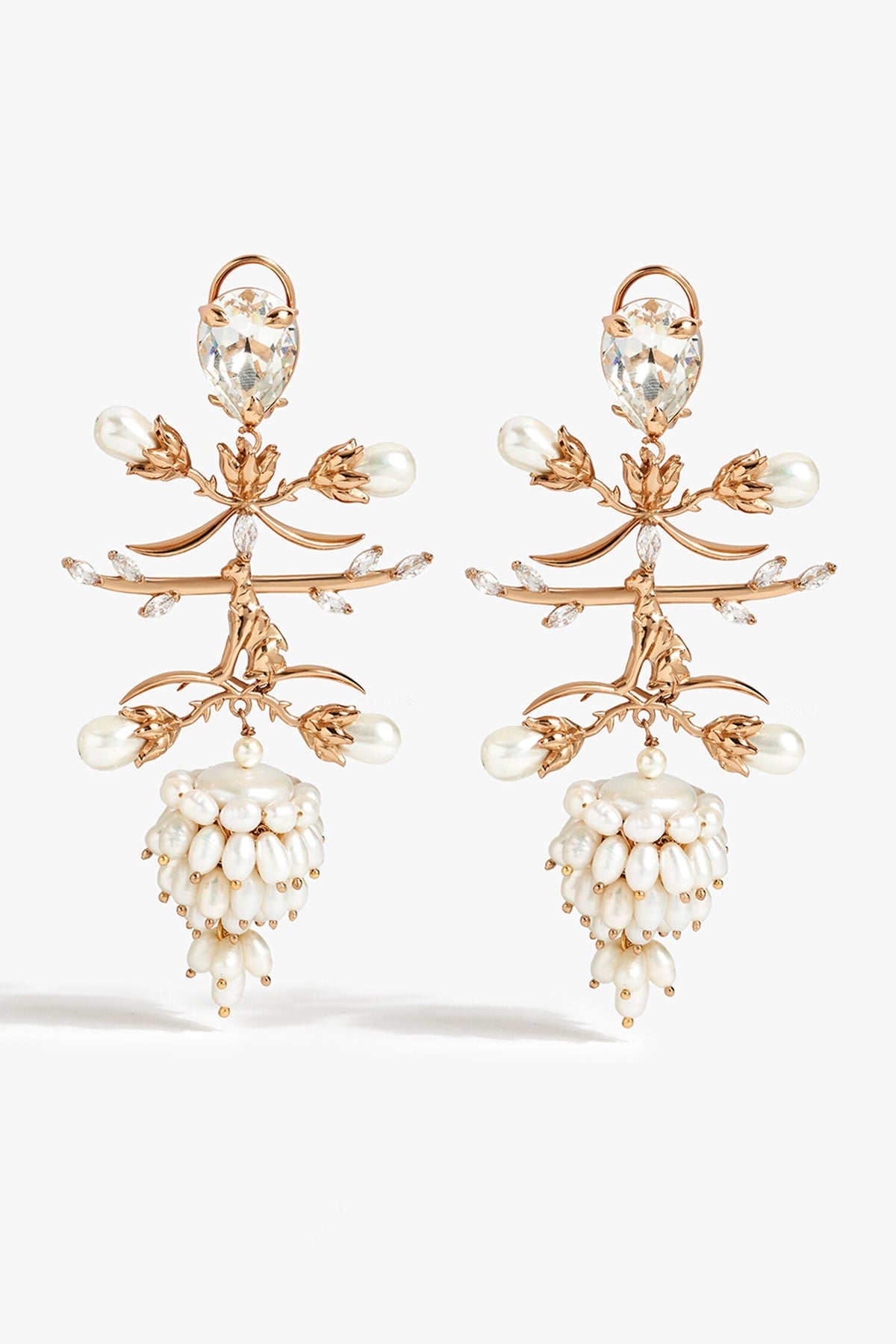 Crown Of Pearls  Embellished Earrings 