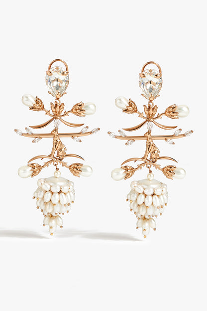 Crown Of Pearls  Embellished Earrings 