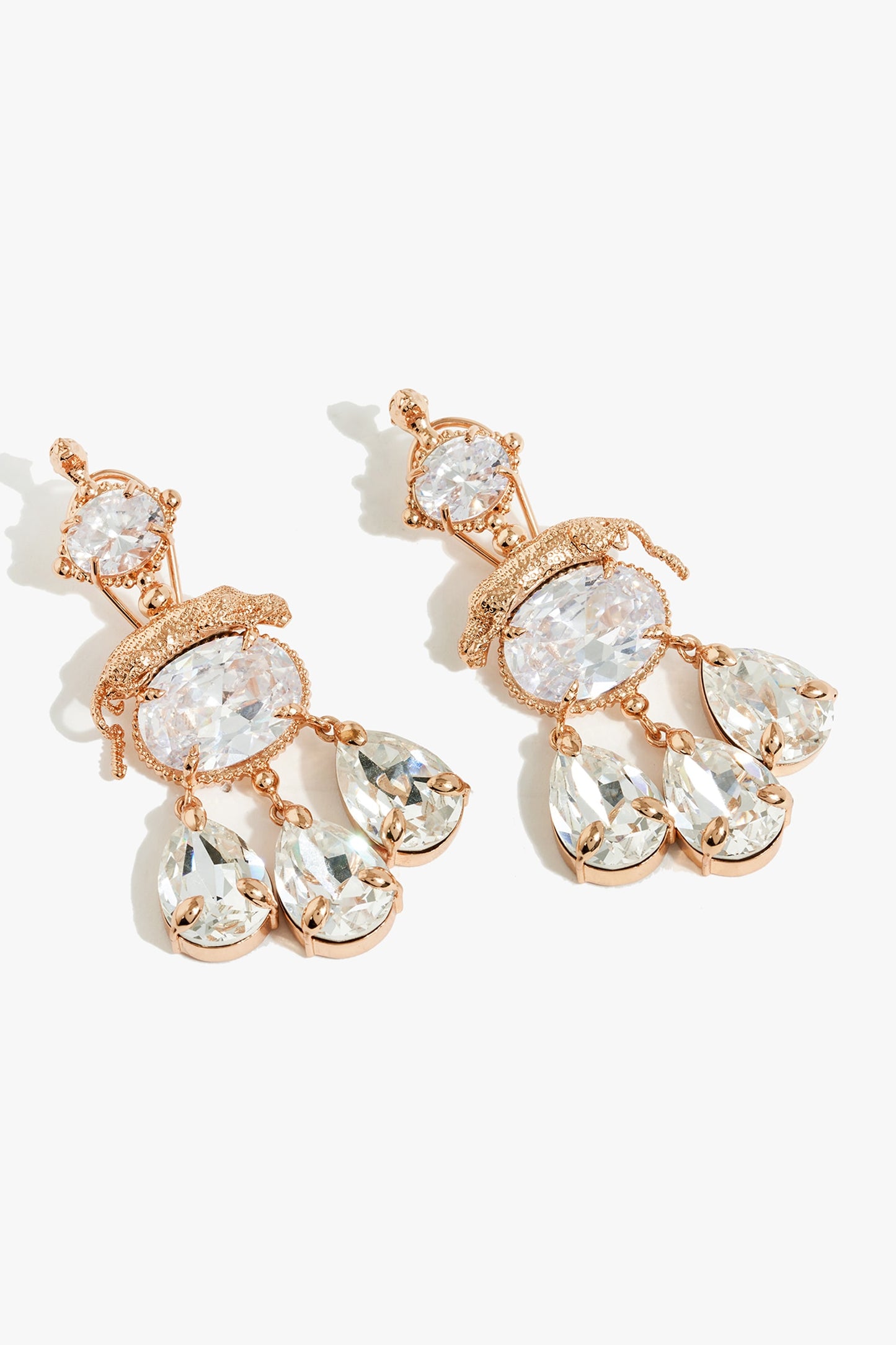 Leapord Crystal Embellished Drop Earrings 