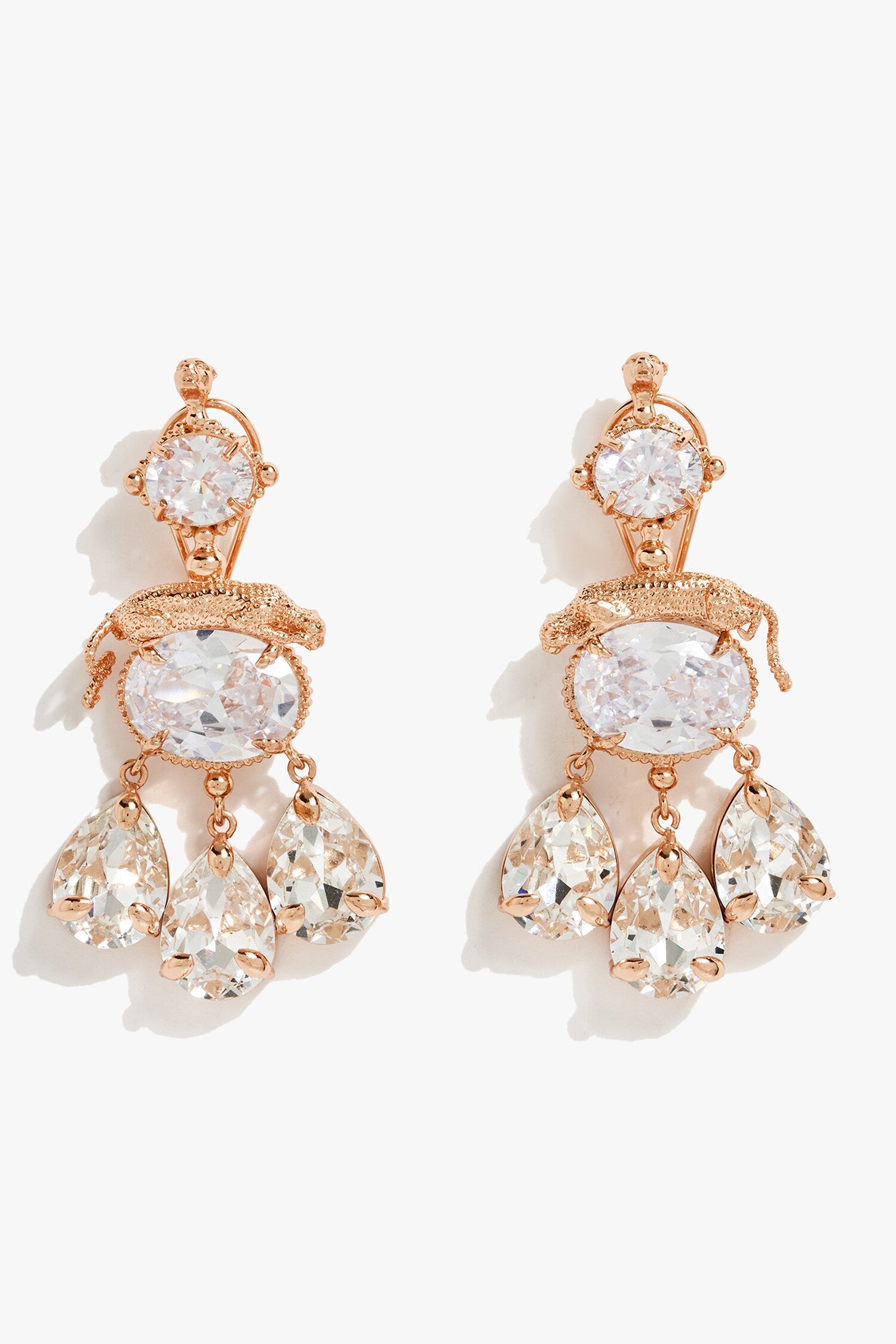 Leapord Crystal Embellished Drop Earrings 