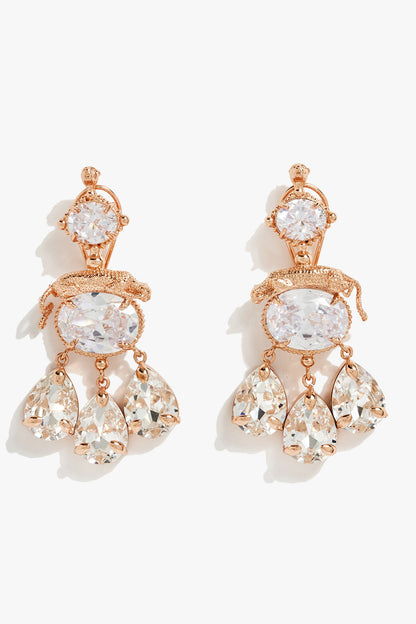Leapord Crystal Embellished Drop Earrings 