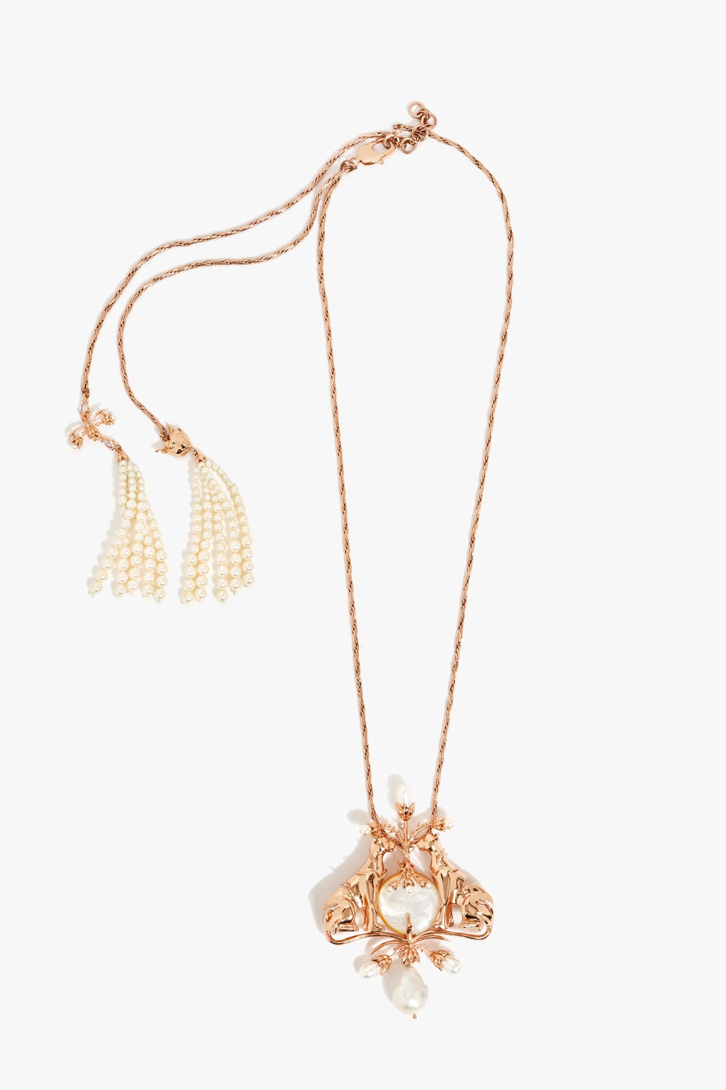 Wild Pearl Cascade Embellished Pendant Necklace 