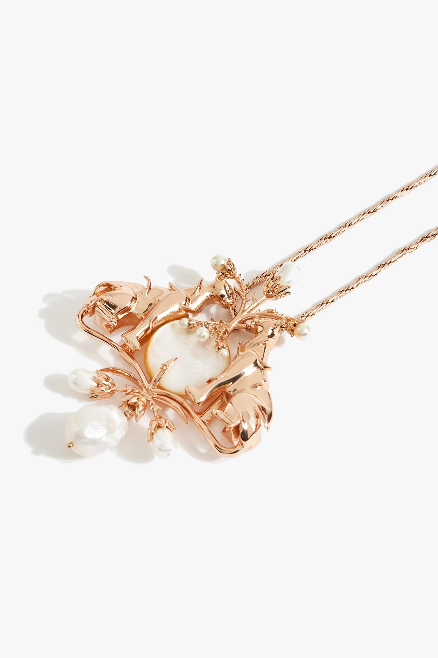Wild Pearl Cascade Embellished Pendant Necklace 