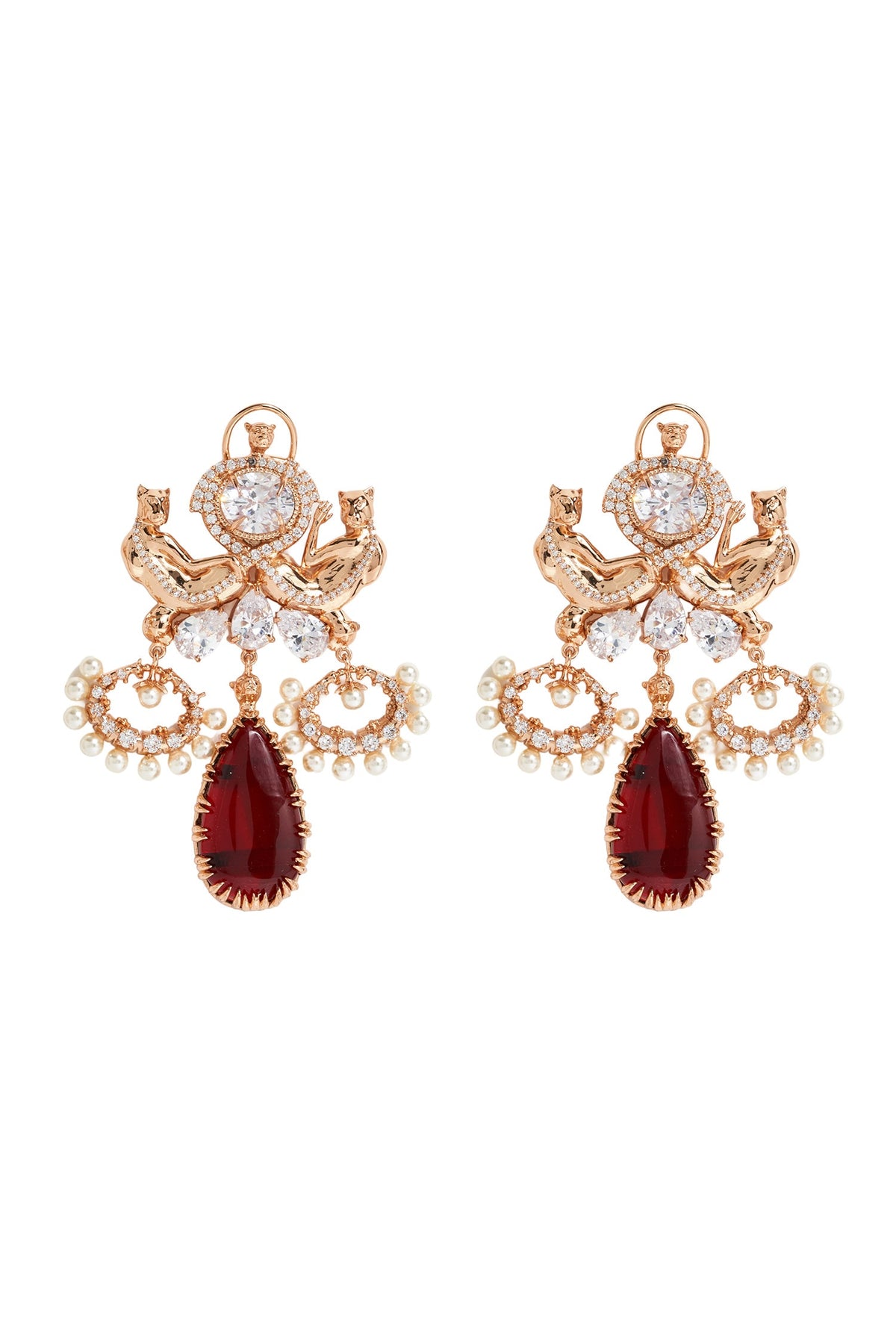 Leopard Crimson Cascade Earrings 