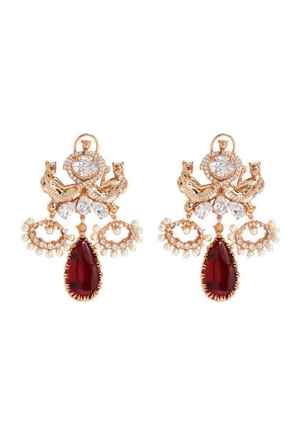 Leopard Crimson Cascade Earrings 
