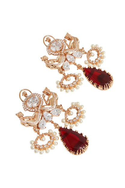 Leopard Crimson Cascade Earrings 