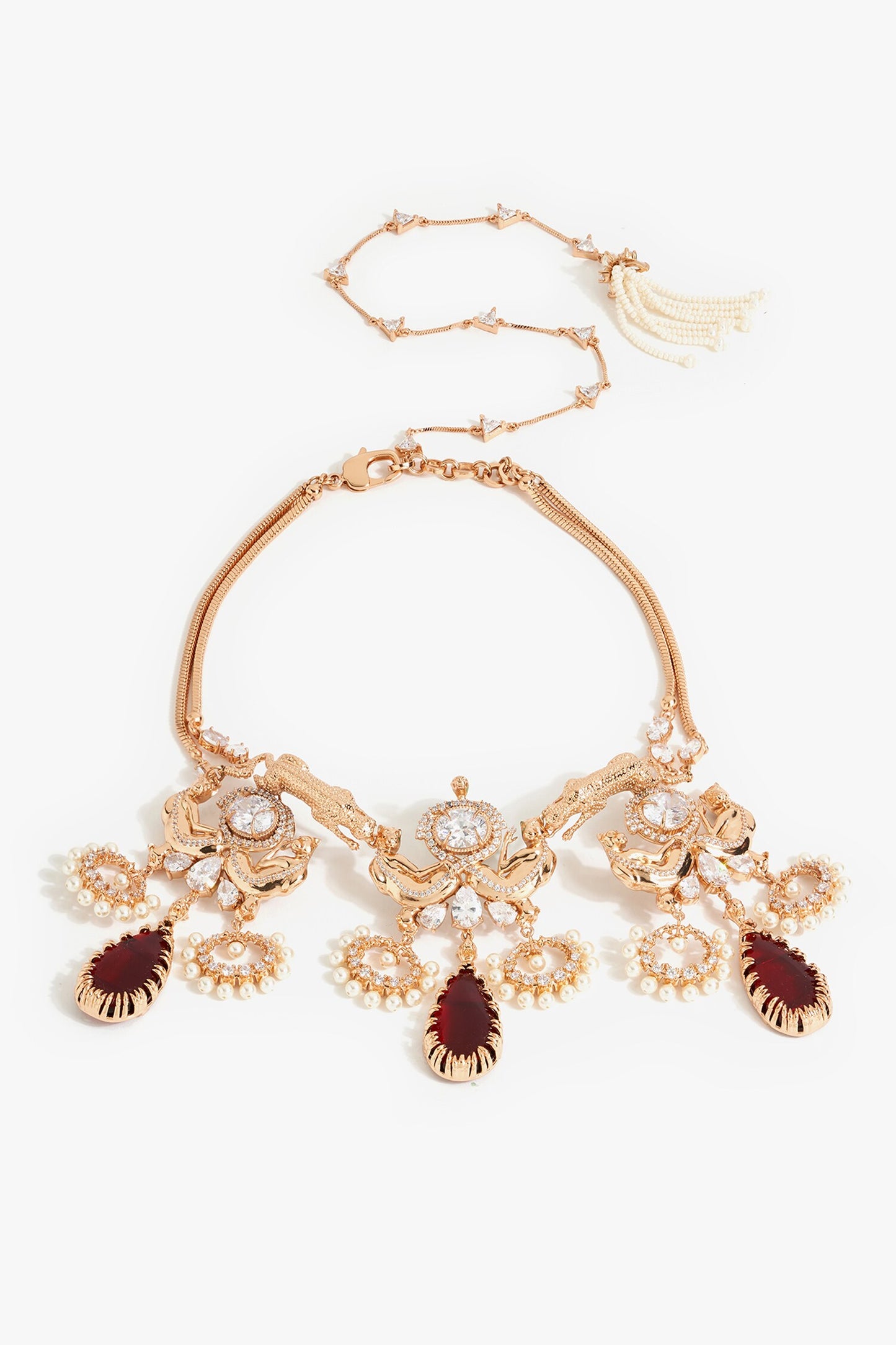 Leopard Crimson Cascade Necklace 