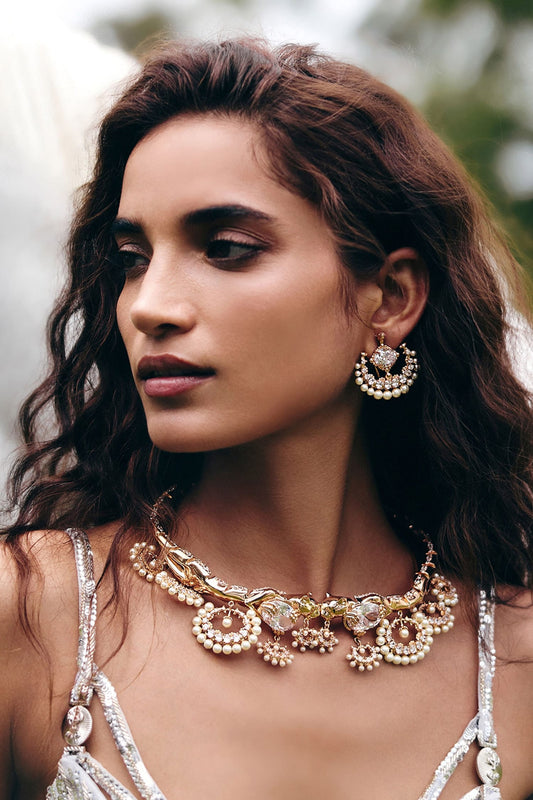 Trinity Of Leopard Majestic Pearl Embellished Studs 