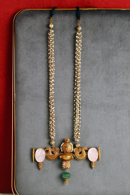 Handcrafted Mother Of Pearl & Jade Necklace 