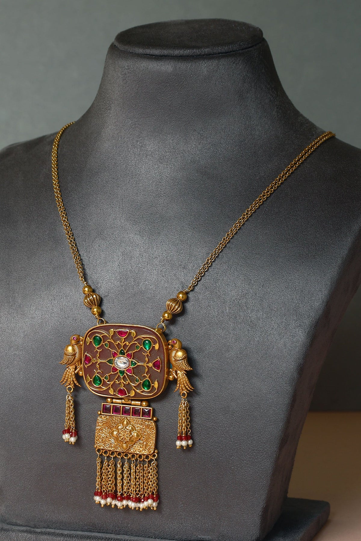 92.5 Silver Kundan Pearl Necklace 
