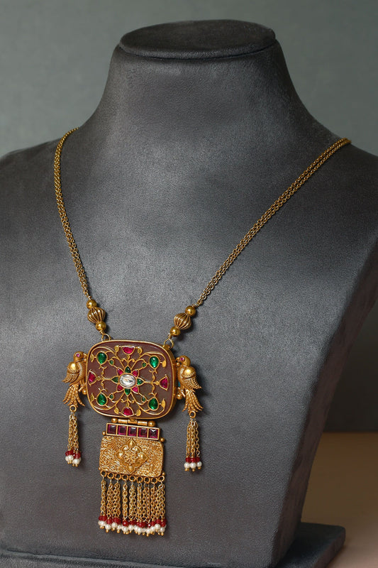 92.5 Silver Kundan Pearl Necklace 